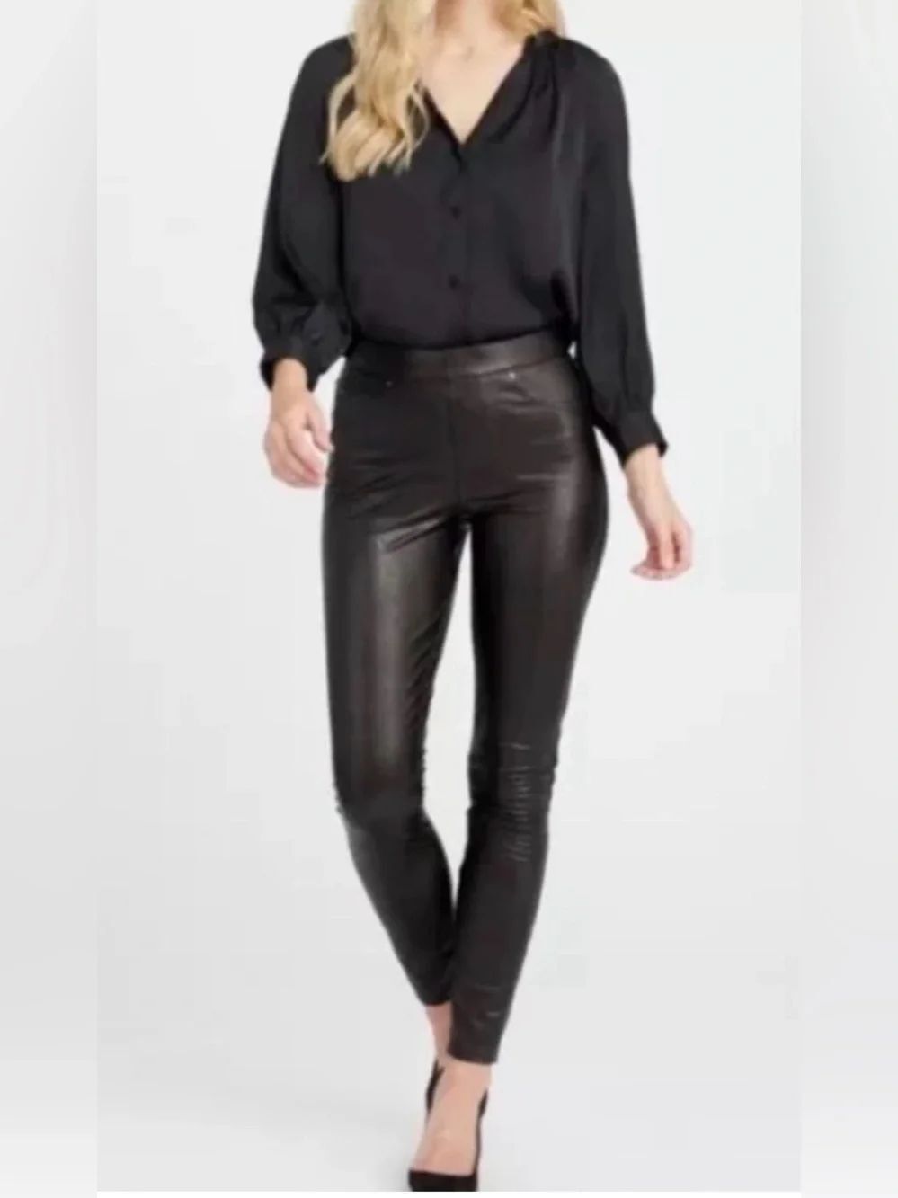 SPANX Faux Leather High-Rise Skinny Pants - Black size M